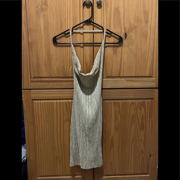 PLT Shape Gold Plisse Strappy Bodycon Dress - Picture 3 of 8